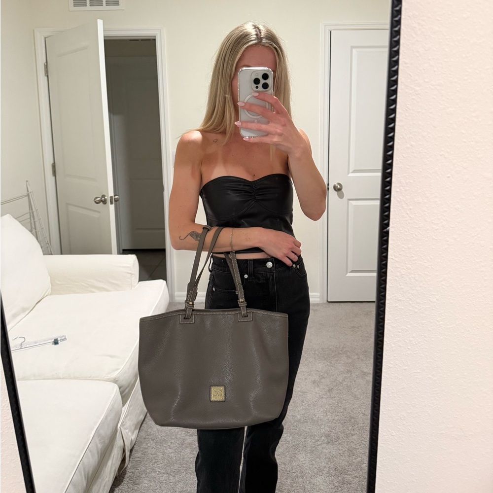 Dooney & Bourke Dark Brown Pebble Leather Tote